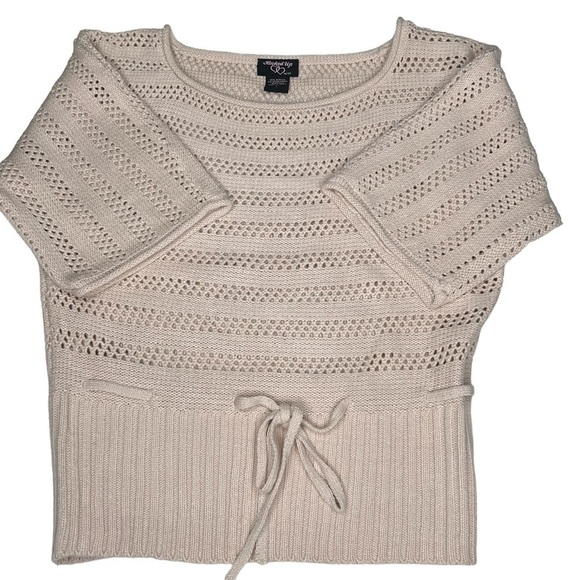 HOOKED UP by IOT Silver Sparkle Pink Knit 3/4 Sleeves Sweater Junior's Size L - Picture 9 of 16